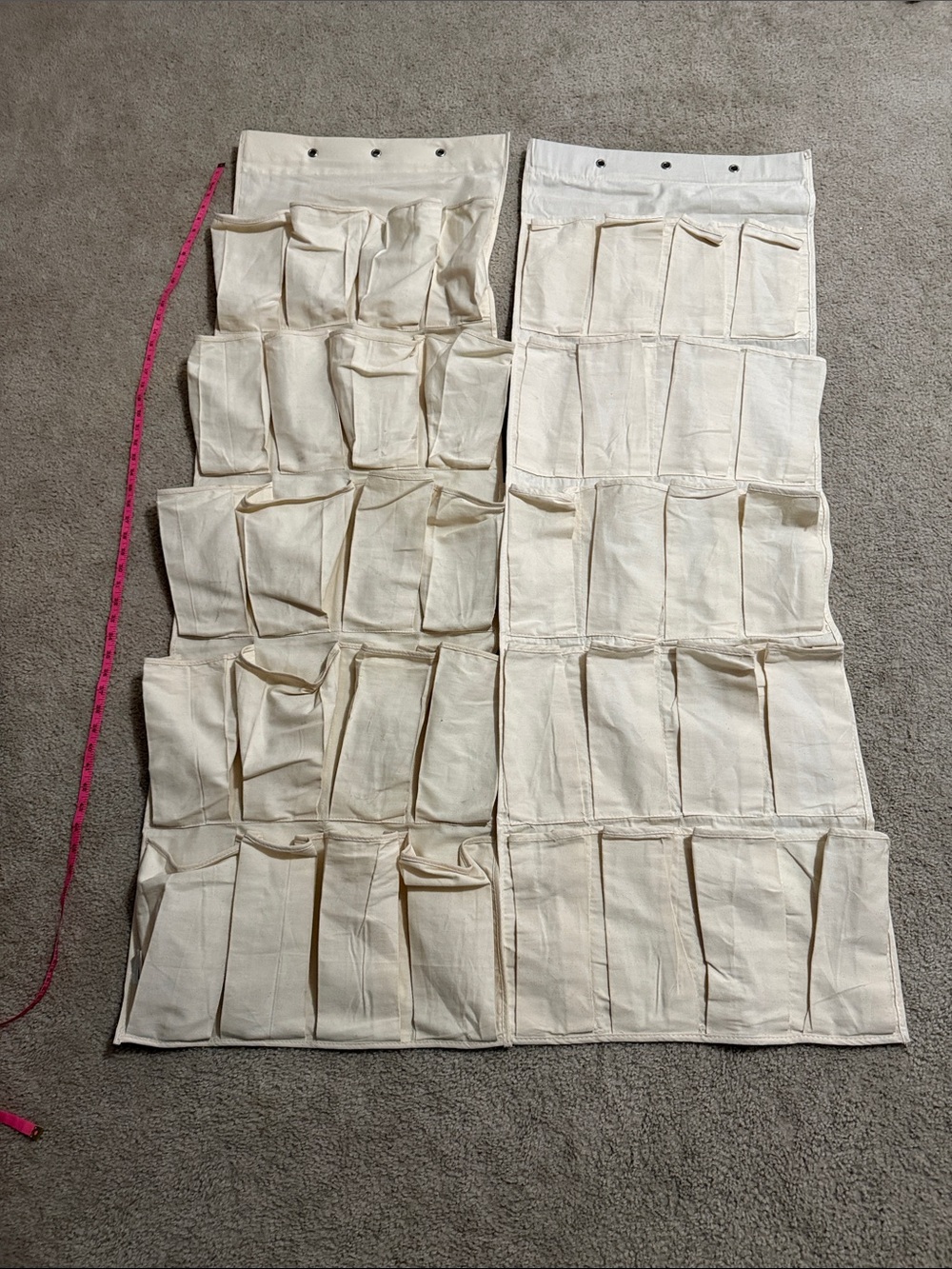 Canvas Hanging Pocket Organizer - Cream Multi-Pocket Closet Storage 2